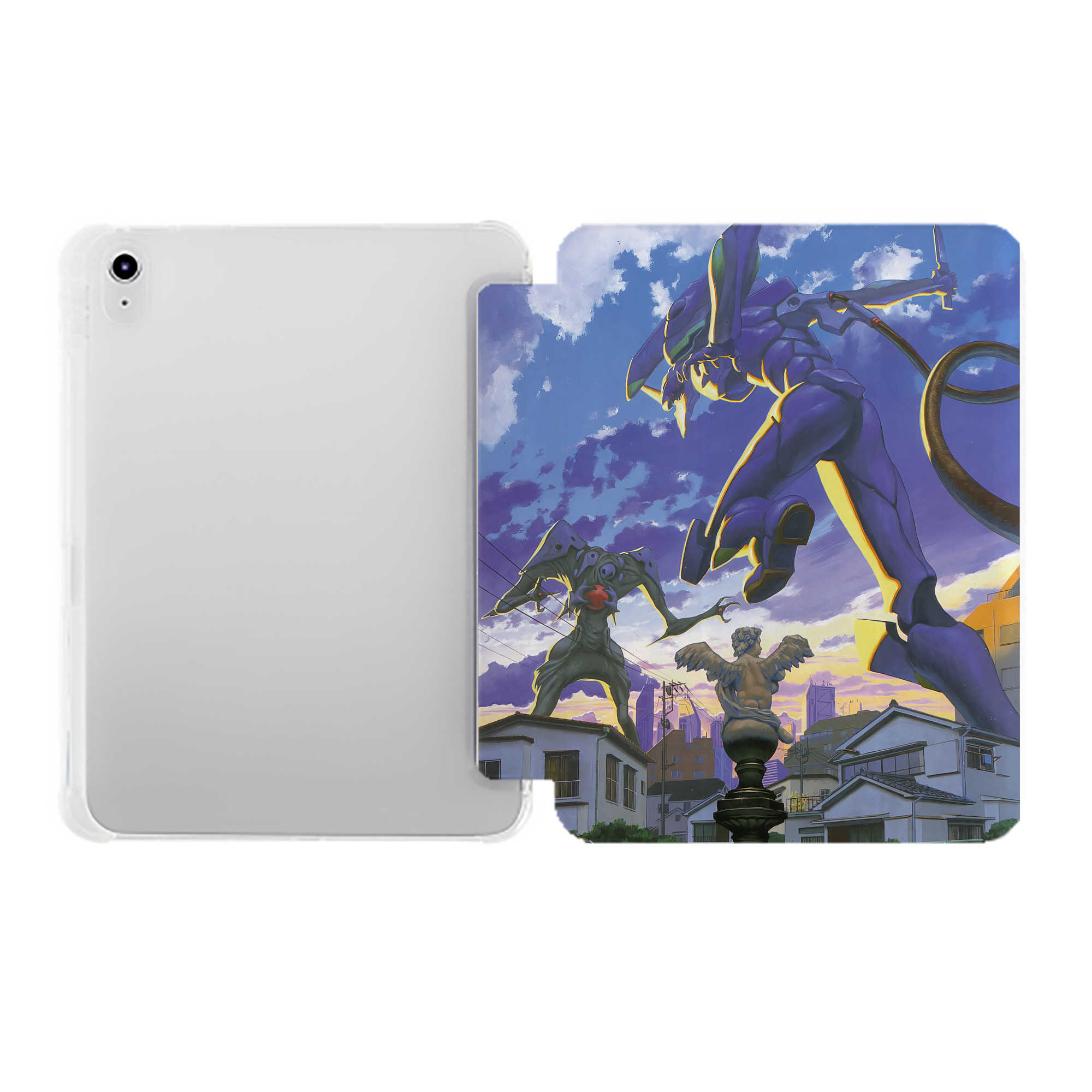 （画像用） EVA 新世紀エヴァンゲリオン IPad ケース ペン収納付き 三つ折りスタンド PUレザー×シリコン 対応機種9.5/10.5/10.9インチ